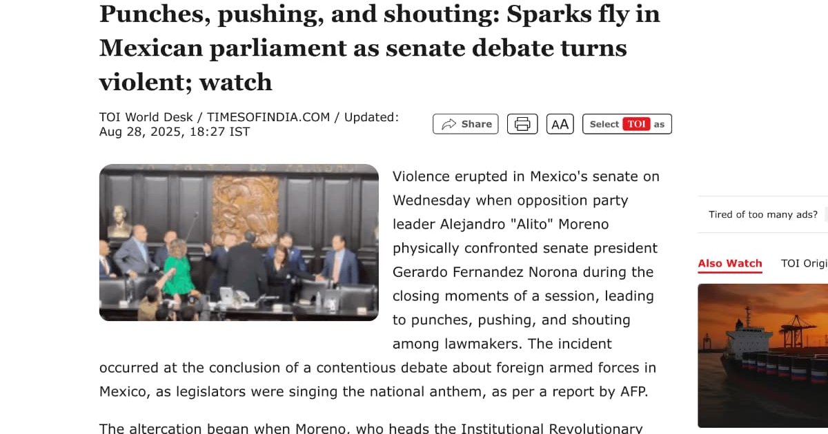 Pelea Senado México, reacciones internacionales Pelea Senado México, reacciones internacionales