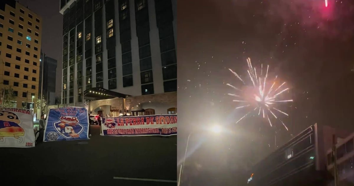 Lienzos y fuegos artificiales afuera del hotel: hinchas de Alianza Lima calientan el duelo ante la U en Sudamericana Lienzos y fuegos artificiales afuera del hotel: hinchas de Alianza Lima calientan el duelo ante la U en Sudamericana